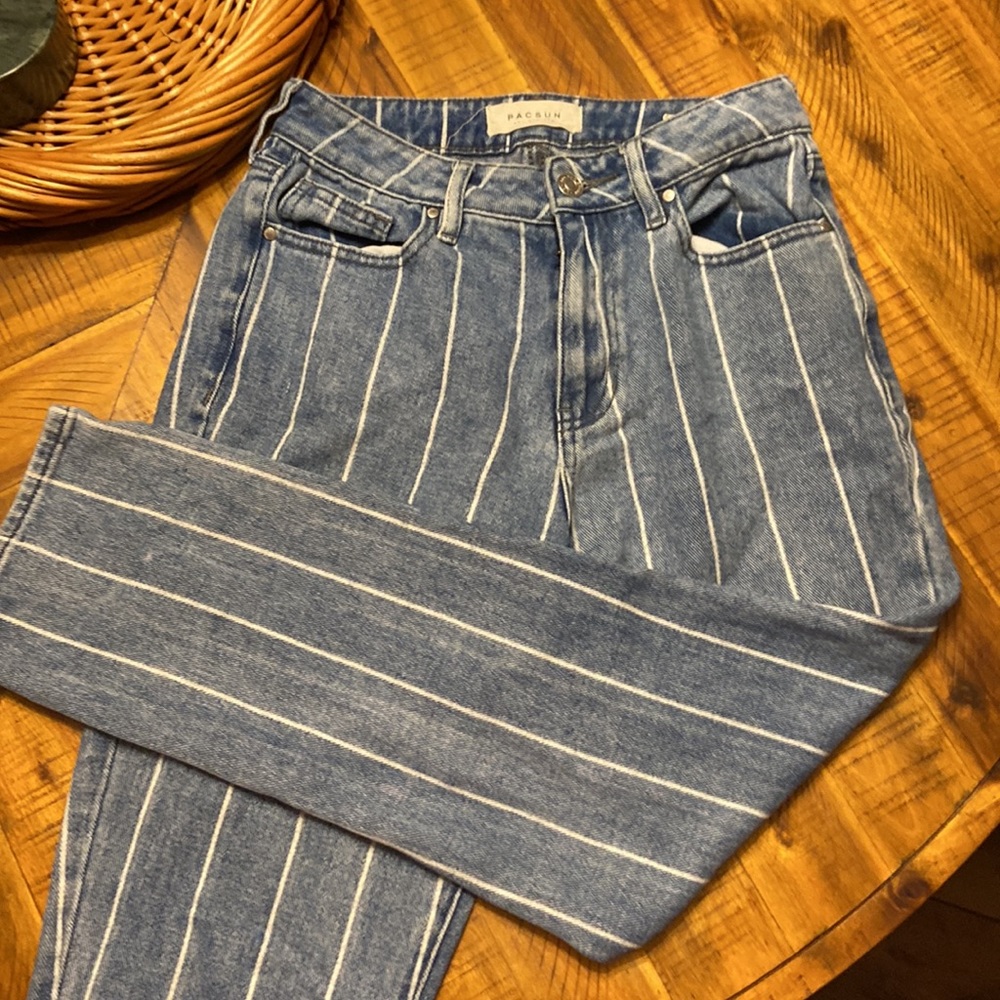 Pacsun Striped Mom Jeans 24 - Picture 1 of 9